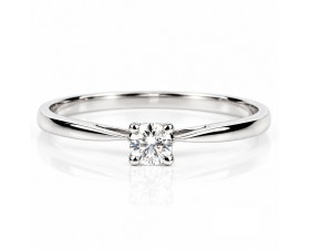 18К Бяло Злато Стилен Годежен Пръстен с Диамант   Bloom Jewellery